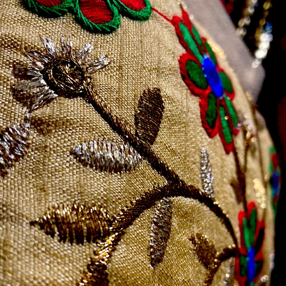 Embroidered Floral Gold small Tote Bag - Picture 3 of 6